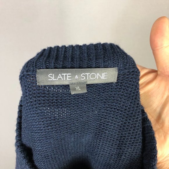 Slate and Stone Navy Gray Stripe Crew Neck Sweater Size XL - Picture 7 of 7